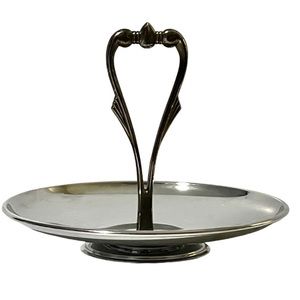 Kromex vintage round mid century modern serving tray with vogue handle